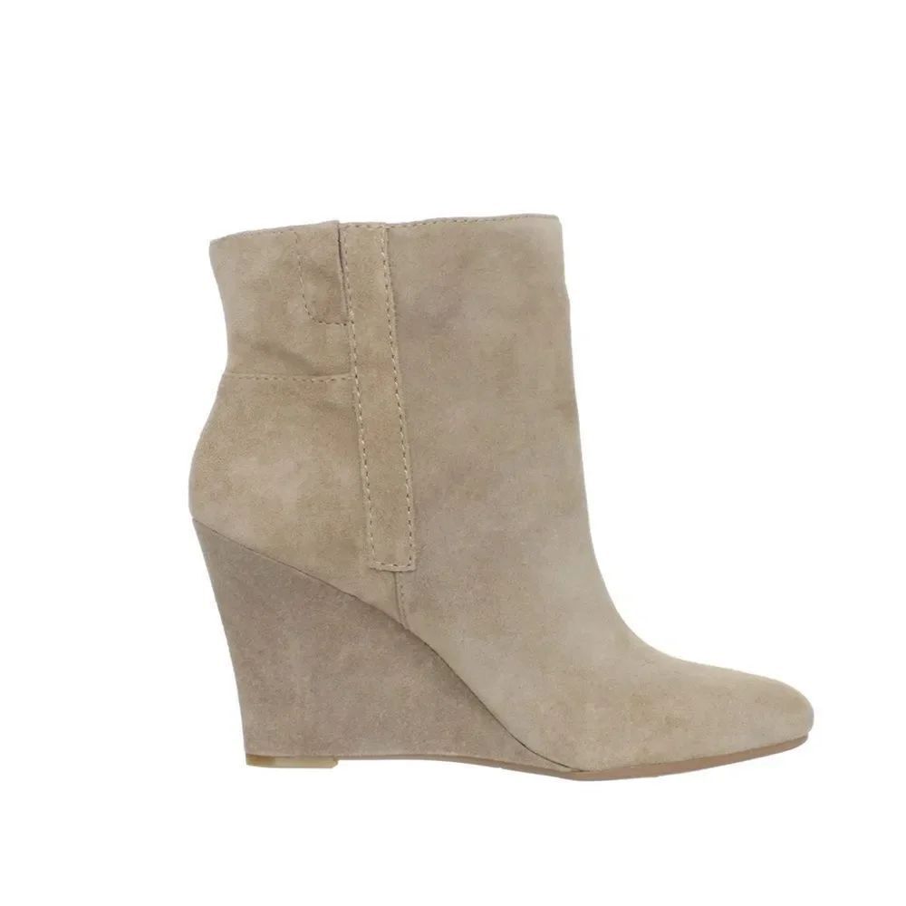 Nine West Women's Gottarun Wedge Leather Suede Light Brown Taupe Boots Size 9